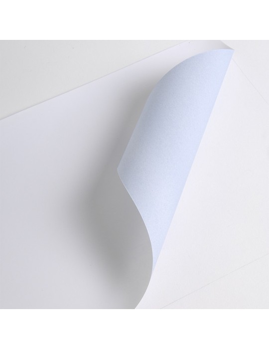 PAP132DB - Papier Blanc/Bleu Satin pour Encollage papier affiche